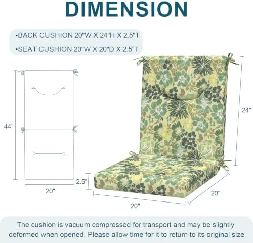 DYTXIII Outdoor High Back Chair Cushions Set of 2, 44x20 in Water Repellent - Image 3