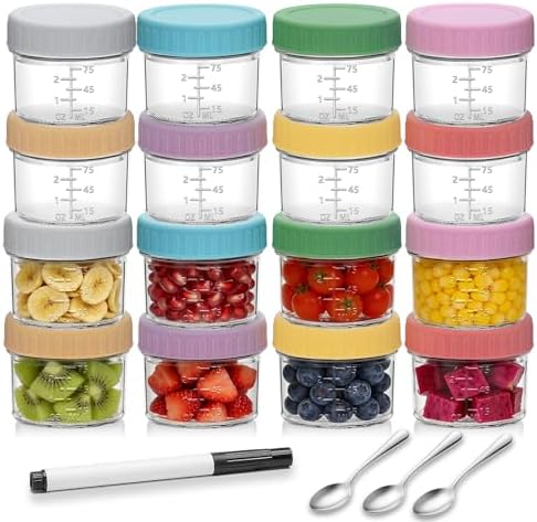 Accguan 16Pack Glass Baby Food Storage Containers, 4oz Glass Baby Food Jars by Accguan