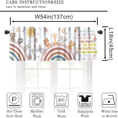 Boho Valance Curtains Rustic Colorful Cartoon Rainbow Animal Sun Pattern Window - Image 2