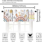 Boho Valance Curtains Rustic Colorful Cartoon Rainbow Animal Sun Pattern Window - Image 2