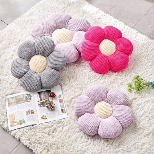 Kcvvcr Flower Throw Pillow, Soft Grey 17.7" Shaped Floor Pillow - Image 3