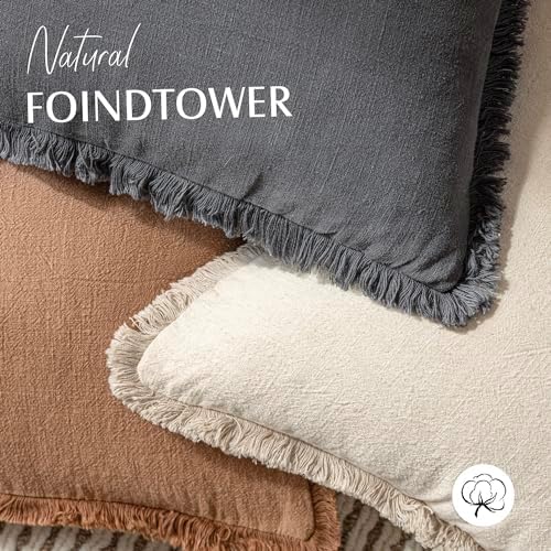Foindtower Decorative Linen Fringe Lumbar Throw Pillow Covers Cozy Boho - Image 4