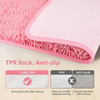 Yeaban Chenille Pink Bathroom Runner Rug 24"x72" - Image 3