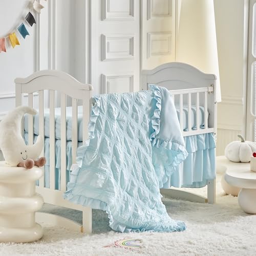 Ruffled Crib Bedding Set Baby Boho Quilted Comforter by Uozzi+Bedding