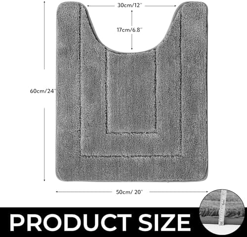 GRANNY SAYS Dark Grey U Shaped Toilet Rug 20" x 24", Non-Slip Bath Mat - Image 2