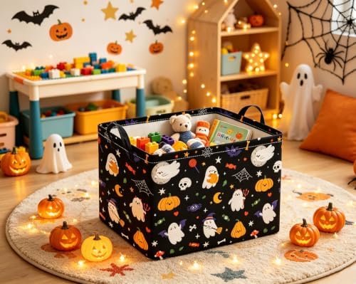 Rectangular Halloween Basket for Boys and Girls Kids Trick or Treat Pumpkin - Image 3