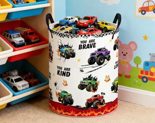 ESSME Laundry Basket, Monster Truck Hamper Collapsible Canvas Storage Bin - Image 4