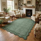GarveeHome 5x7 Scalloped Area Rug Green Washable Bedroom Living Room Rug by GarveeHome