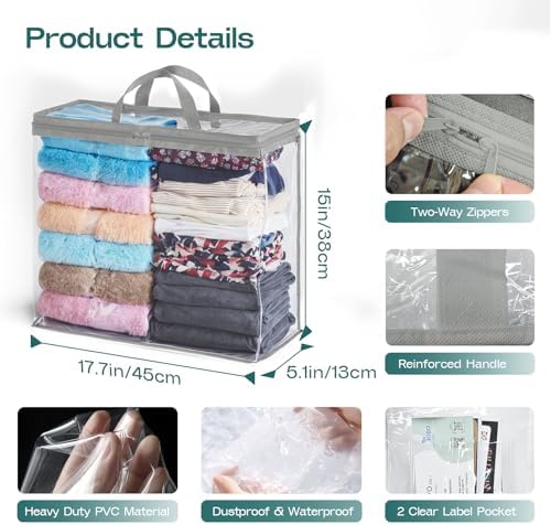 10 Pack Clear Storage Bags for Clothes, 22L Blanket Storage Bags, Under Bed - Image 2