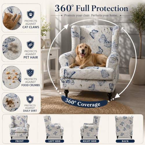 NILUOH Wingback Chair Covers 2-Piece, Armchair Slipcovers - Image 4