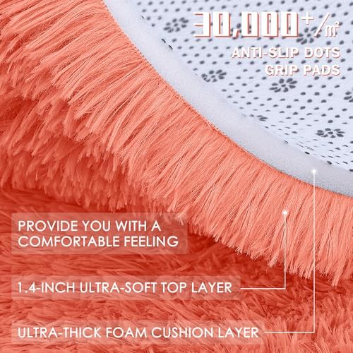 OLANLY Coral Red Round Rugs for Bedroom - Image 5