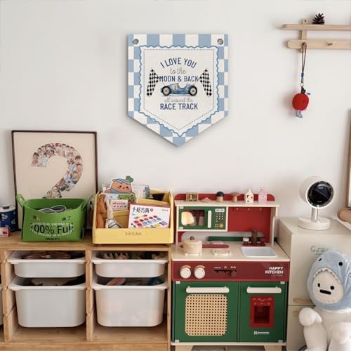 DNTSC Vintage Race Car Nursery Playroom Wall Decor Banner Pennant Kid Banner - Image 4