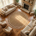 GarveeHome Large Round Rug 8ft Scalloped Washable Circle Living Room Rug - Image 3