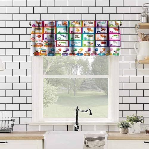 Alphabet Valances Curtains Cartoon Animal Education Letter Pattern Window - Image 4