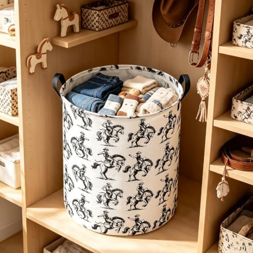 Western Cowboy Storage Bin Foldable Nursery Basket Cowboy - Image 3