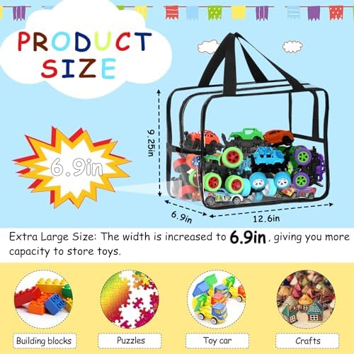 6 Pcs Widen XL Toy Storage Bags Waterproof Clear Toy Organizer - Image 2