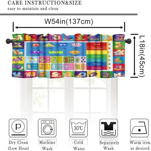 Alphabet ABC Kids Valance Curtain Colorful Cartoon Animal Learning Inspirational - Image 2