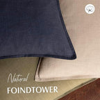 Foindtower Linen Solid Decorative Throw Pillow Covers 26x26 Inch Tan Beige - Image 4