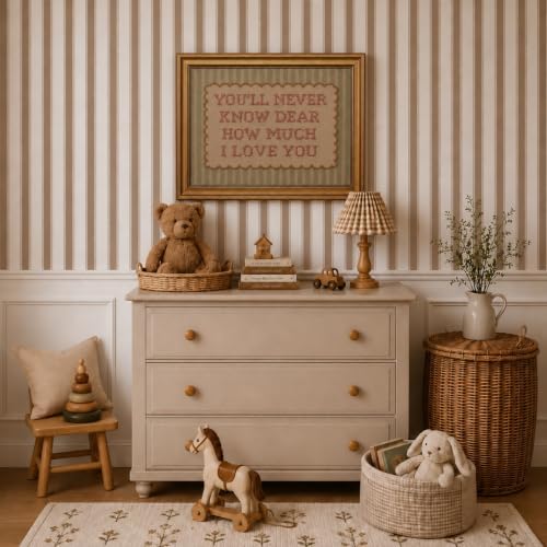 Vintage Gold Framed Nursery Wall Art Baby Love Quote Painting Canvas Prints - Image 3