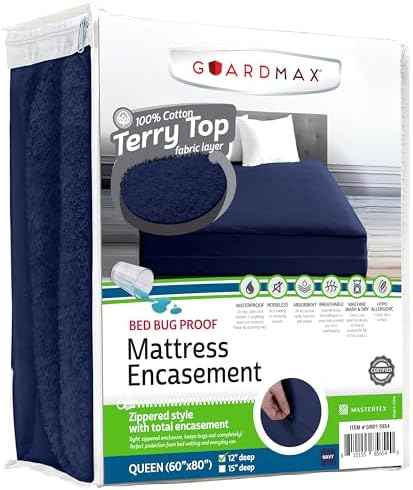 Guardmax Queen Mattress Encasement Zippered, 100% Waterproof Mattress Protector by Guardmax