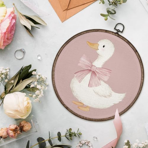 GWFSJYU Coquette Pink Duck Framed Wall Art, Duck Nursery Decor, Cute Ducks - Image 3