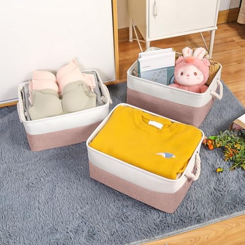 Storage Bins with Sturdy Cotton Handles, Fabric Storage Baskets - Image 3