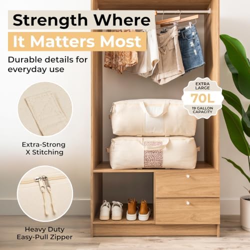 Soft Canvas Storage Bags with Zipper. Thick Breathable - Image 3