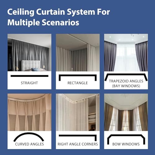 Room Divider Ceiling Mounted Curtains Track Sets Extra Wide Blackout Curtain - Image 6