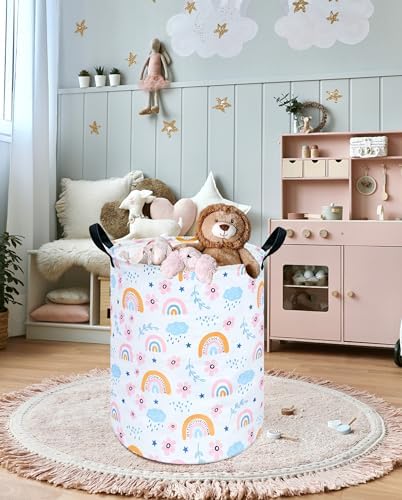 Round Laundry Hamper Storage Basket Bins Clothes Nursery Hamper - Image 3