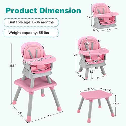 BABY JOY Baby High Chair, 8 in 1 Convertible Highchair - Image 6