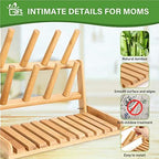 GiftAmaz Bamboo Baby Bottle Drying Rack, Space Saving Bottle Holder Dryer - Image 3