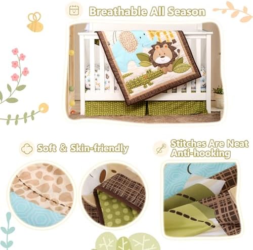 Safari Crib Bedding Set, Mini Crib Bedding Set Boy 3-Piece Mini Crib Comforter - Image 6