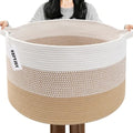 115L Large Blanket Basket, Rope Woven Laundry Basket-Yellow by HZFTJOY