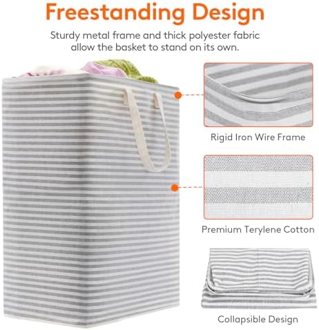 Lifewit 125L Large Laundry Baskets, 2 Pack, Reinforced Handles - Image 2