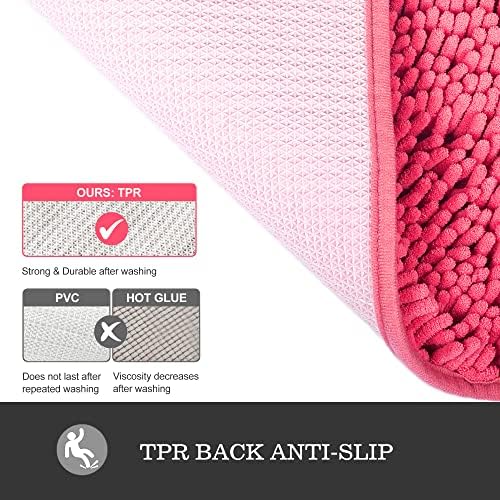 Yeaban Chenille Hot Pink Bathroom Runner Rug 24"x72" - Image 4