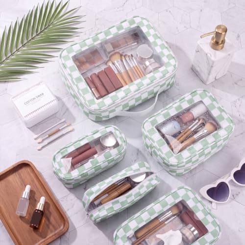 Thinkday 5 Pcs Diaper Bag Organizer Pouch Set Clear Makeup Bag, Mint Green - Image 4