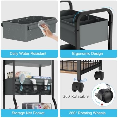 3-tier Baby Diaper Caddy Organizer and Storage Cart - Image 6
