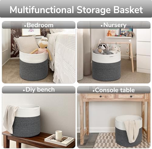 Goodpick Woven Blanket Basket Living Room, Toy Bin - Image 4