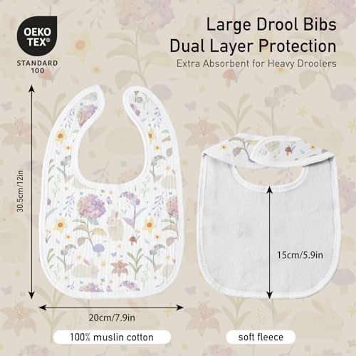 Muslin Bibs for Baby Girl, Adjustable Fit for Drooling and Teething Toddler - Image 4