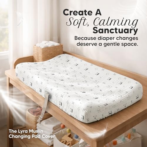 2-Pack Muslin Diaper Changing Pad Covers Boy, Soft Breathable - Image 2