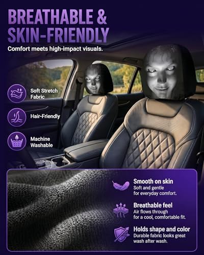 Creative Car Headrest Covers, Ghost Face Headrest Covers, Scary Covers - Image 6