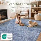JOLLYVOGUE 5x7 Area Rugs for Living Room, Vintage Washable Rug, Dusk Blue - Image 3