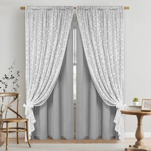 ASPMIZ Linen Curtains for Bedroom, Double Layered Boho Curtain 84 Inch Length 2 by ASPMIZ