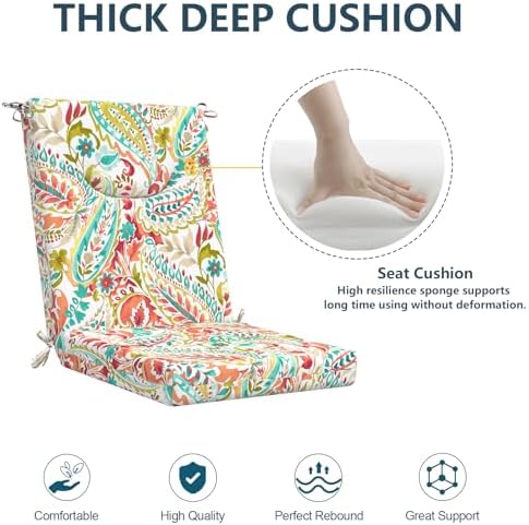 DYTXIII Outdoor High Back Chair Cushions Set of 2, 44x20 in Water Repellent - Image 5