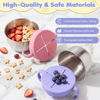 Snack Cups, 2 Pack Stainless Steel Toddler Snack Containers, Spill-Proof - Image 2