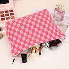 SOIDRAM 2 Pieces Makeup Bag Large Checkered Cosmetic Bag Capacity Canvas Mix - Image 5