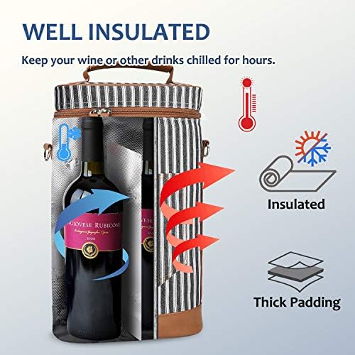 Tirrinia 2 Bottle Insulated Wine Tote Carrier Bag - Image 2