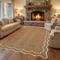 GarveeHome Scalloped Area Rugs 8x10 Large Brown Washable Living Room Rug by GarveeHome