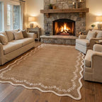 GarveeHome Scalloped Area Rugs 8x10 Large Brown Washable Living Room Rug by GarveeHome