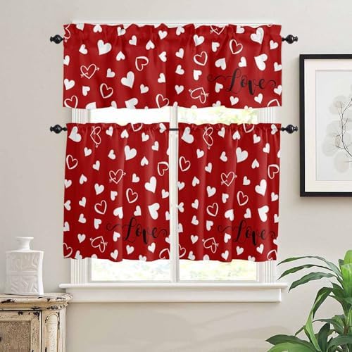 Vandarllin Red Valentine's Day Kitchen Curtains and Valances Set, Valentines - Image 2